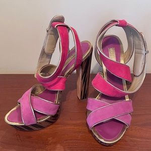 Barbie pink and purple heels! BCBGMaxAzria Milan platform heels